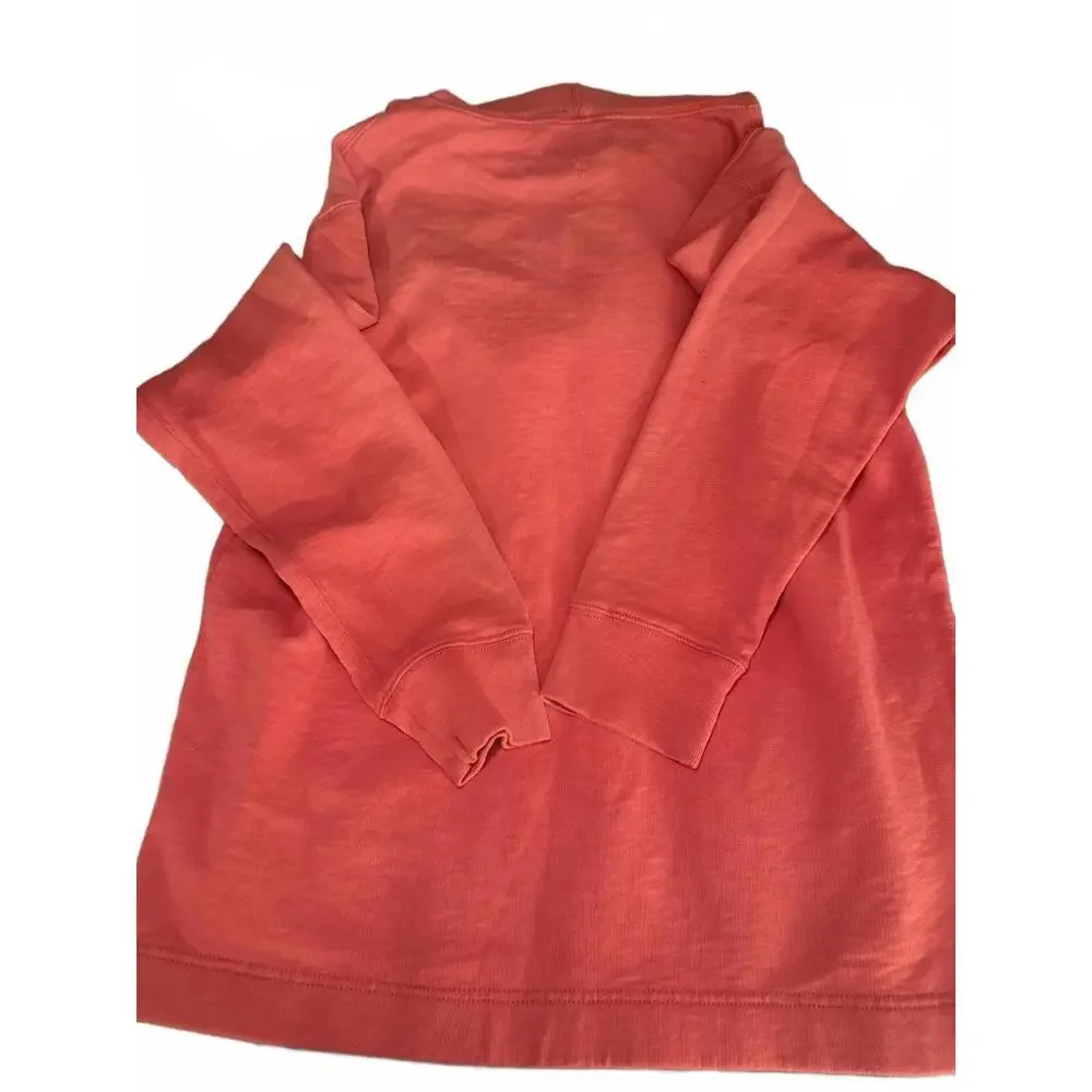J Crew Vintage‎ Fleece Red Hoodie Mens Large. Button Up Placket 100% Cotton